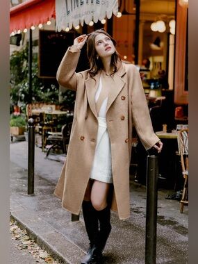 Petite Studio Harriet Double-Face  Wool Coat in Camel